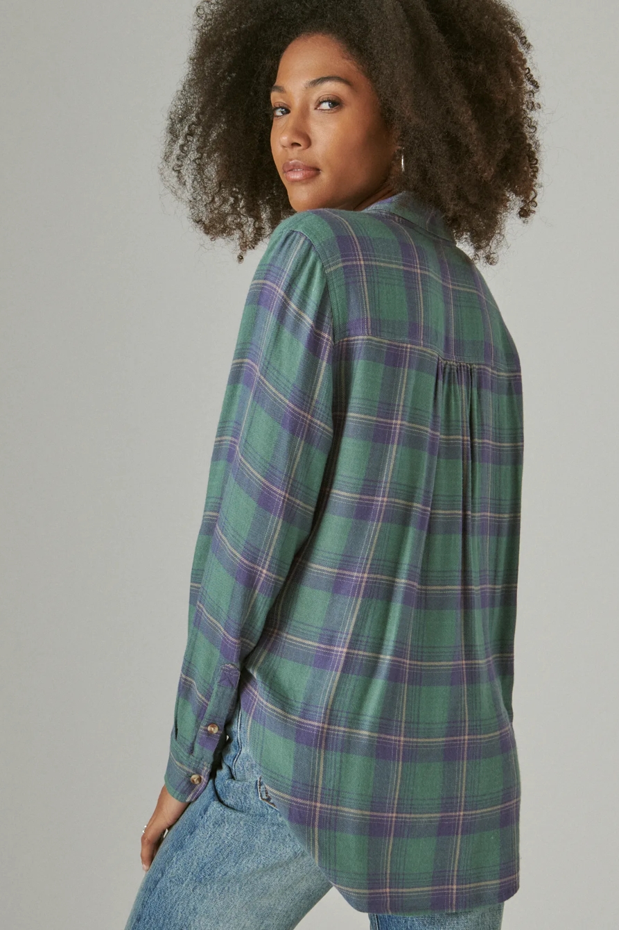 CLOUD PLAID BOYFRIEND BUTTON UP FLANNEL SHIRT, image 4