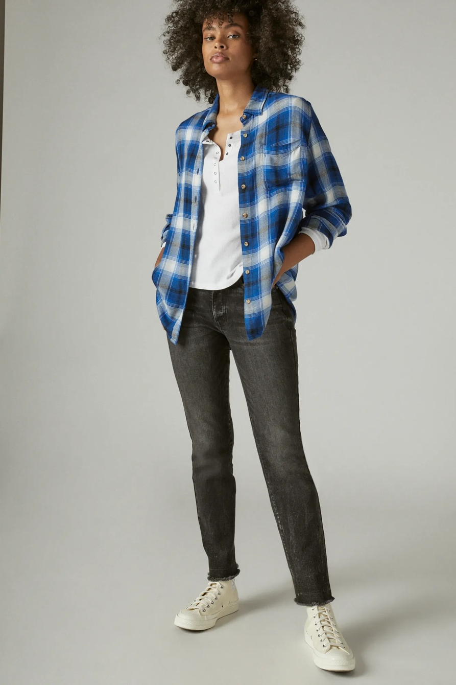 CLOUD PLAID BOYFRIEND BUTTON UP FLANNEL SHIRT, image 2