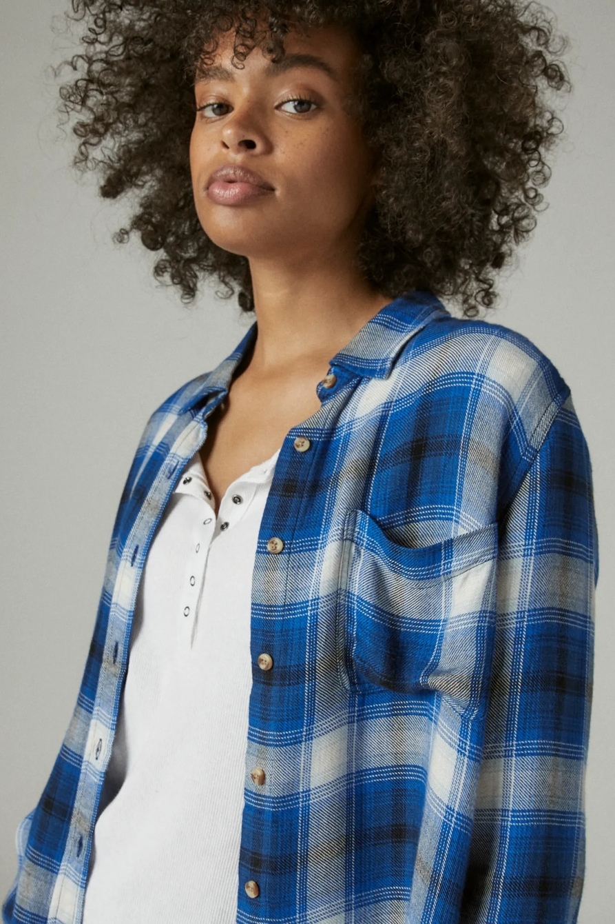 CLOUD PLAID BOYFRIEND BUTTON UP FLANNEL SHIRT, image 5