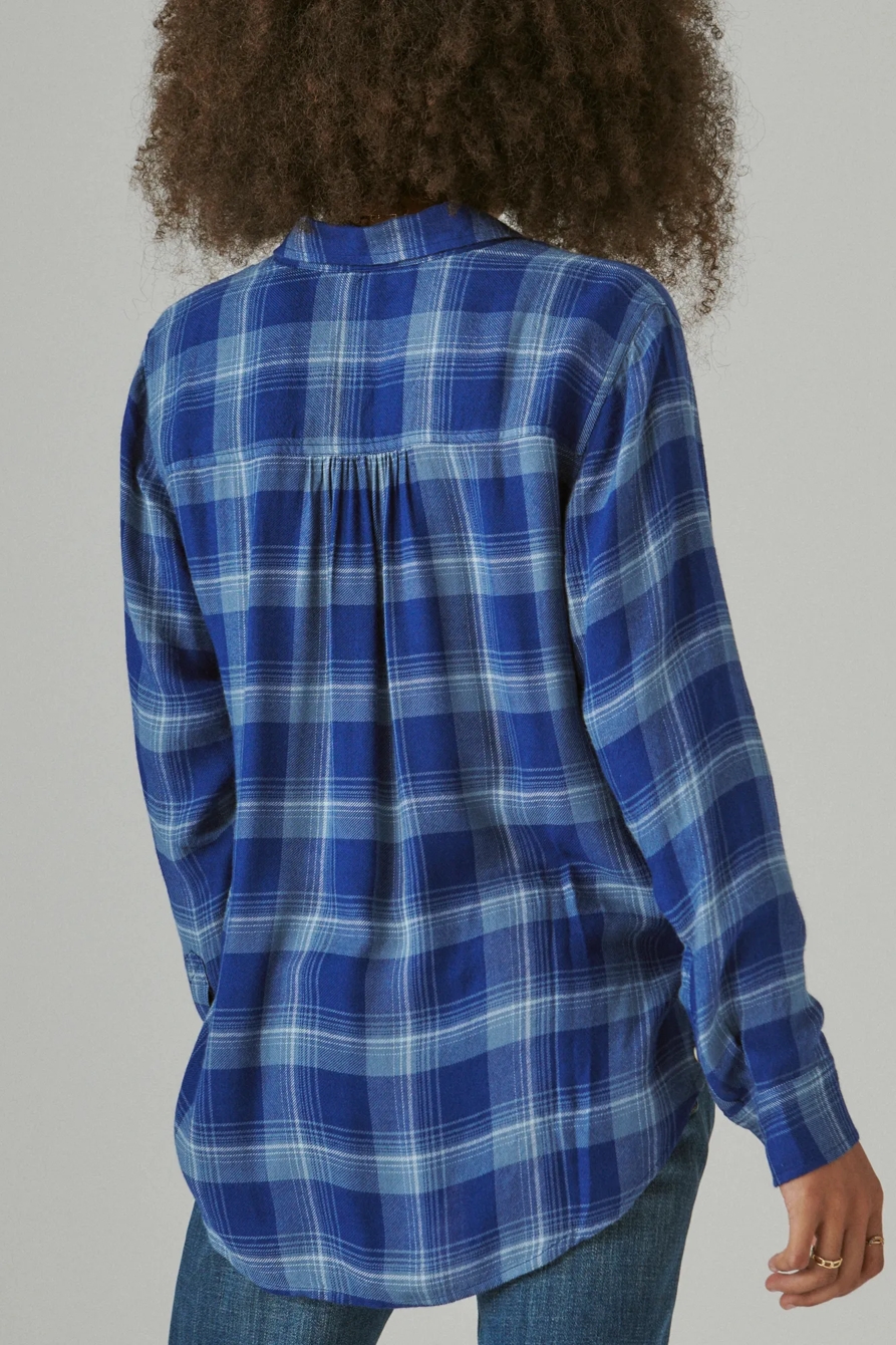 CLOUD PLAID BOYFRIEND BUTTON UP FLANNEL SHIRT, image 4