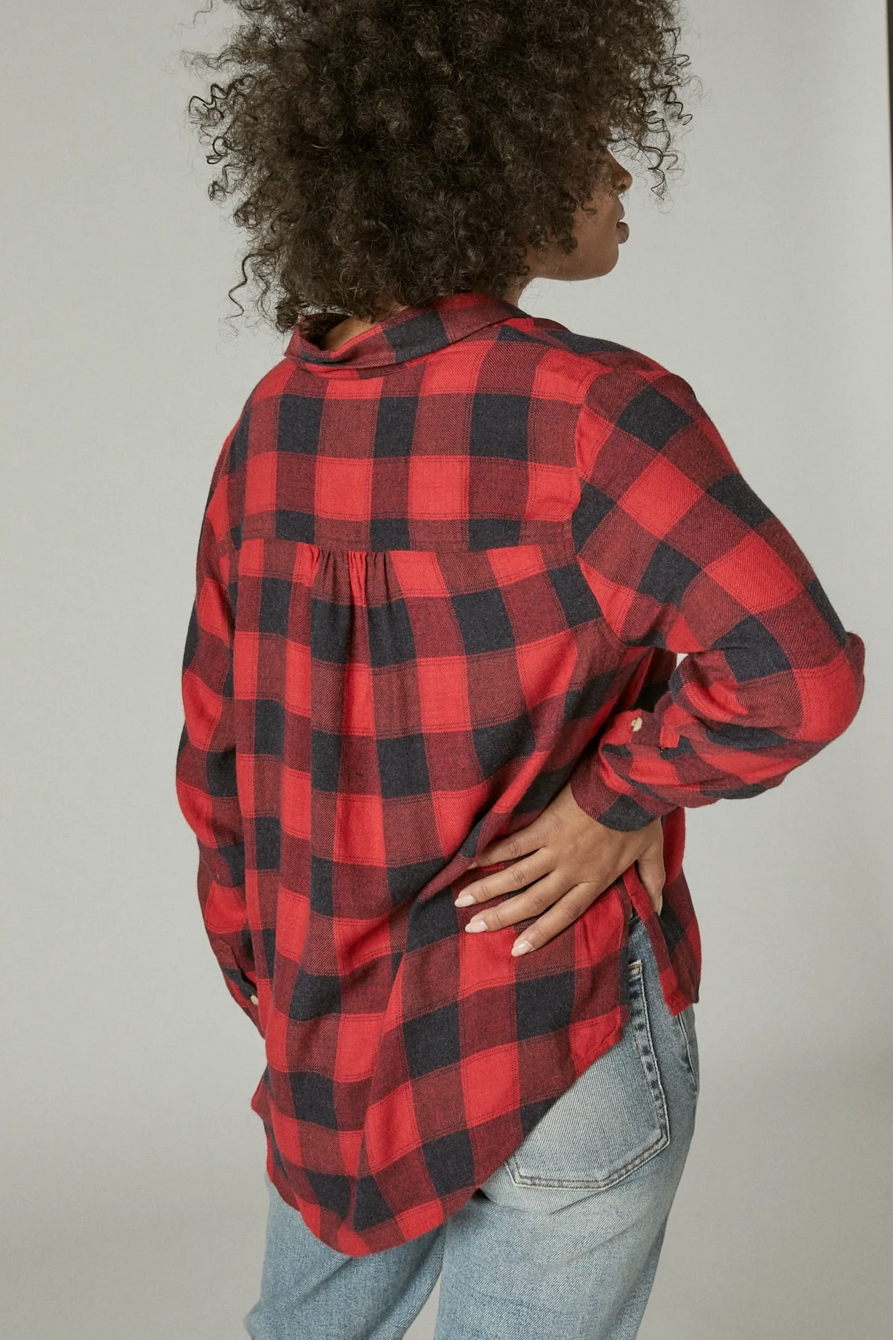 CLOUD PLAID BOYFRIEND BUTTON UP FLANNEL SHIRT, image 4
