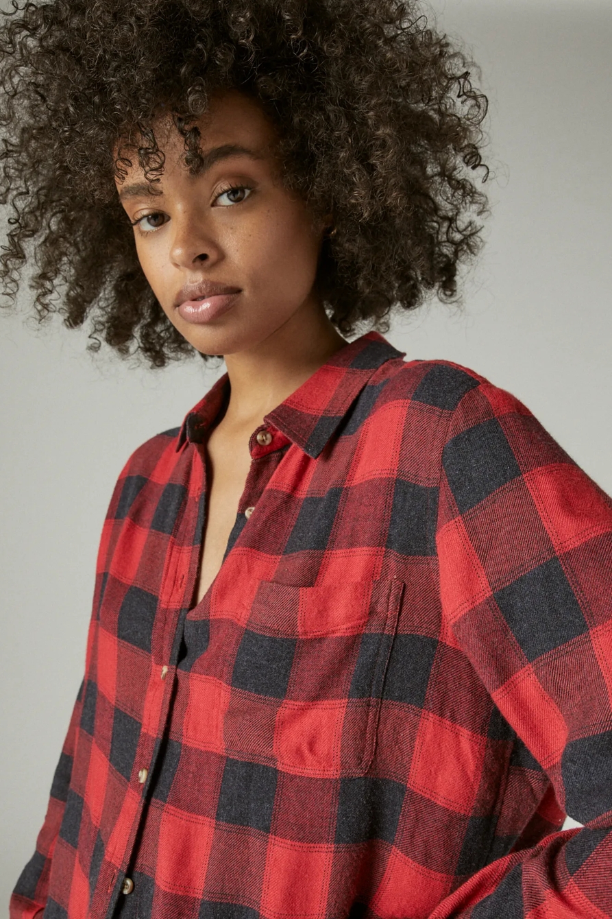 CLOUD PLAID BOYFRIEND BUTTON UP FLANNEL SHIRT, image 5