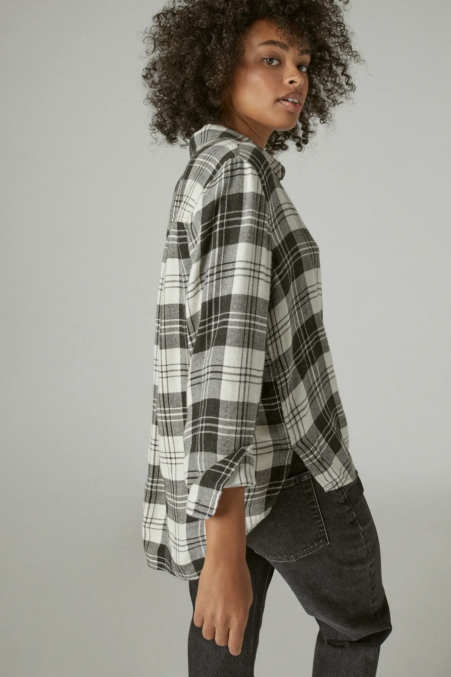 CLOUD PLAID BOYFRIEND BUTTON UP FLANNEL SHIRT, image 4