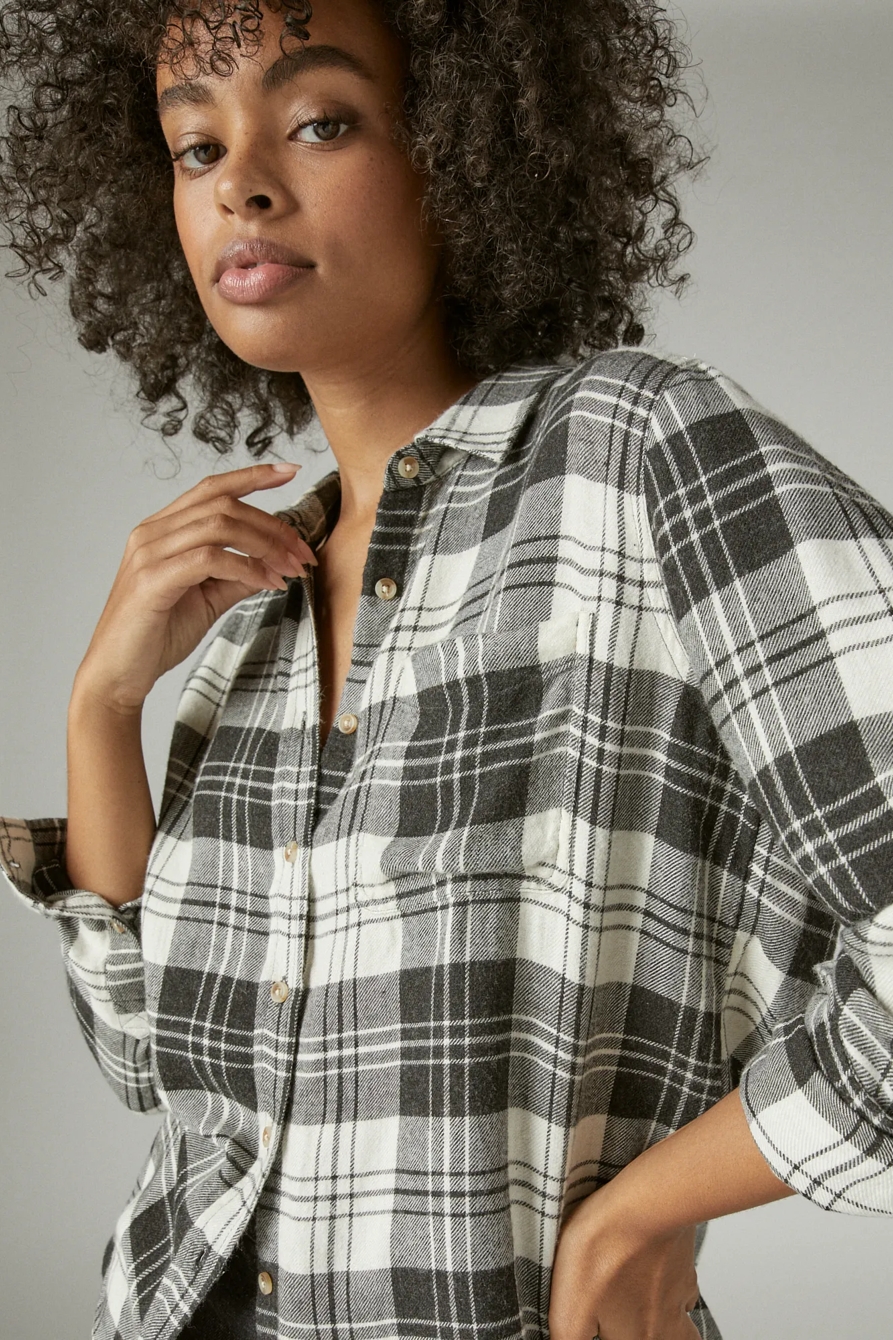 CLOUD PLAID BOYFRIEND BUTTON UP FLANNEL SHIRT, image 5