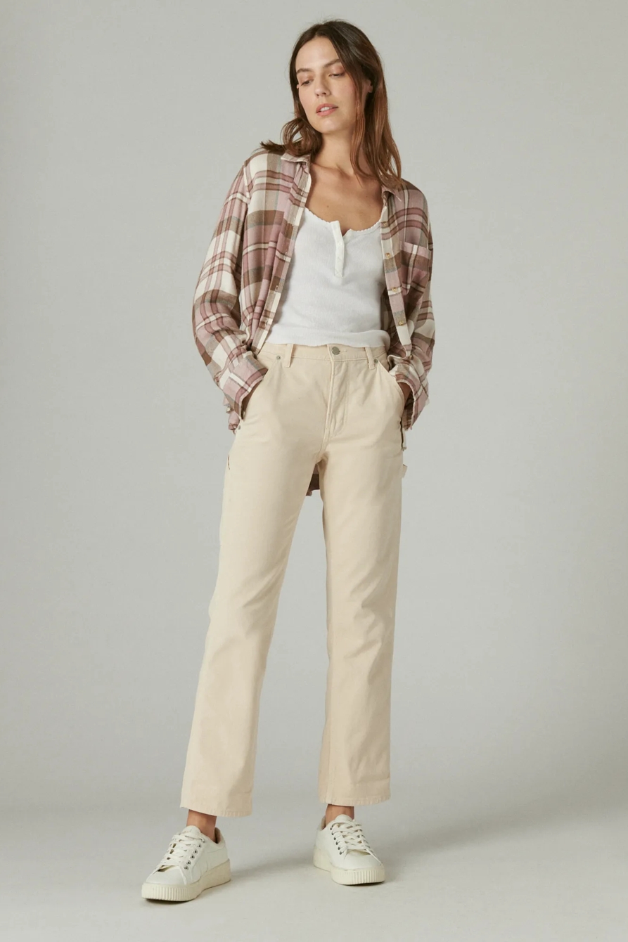 CLOUD PLAID BOYFRIEND BUTTON UP FLANNEL SHIRT, image 2
