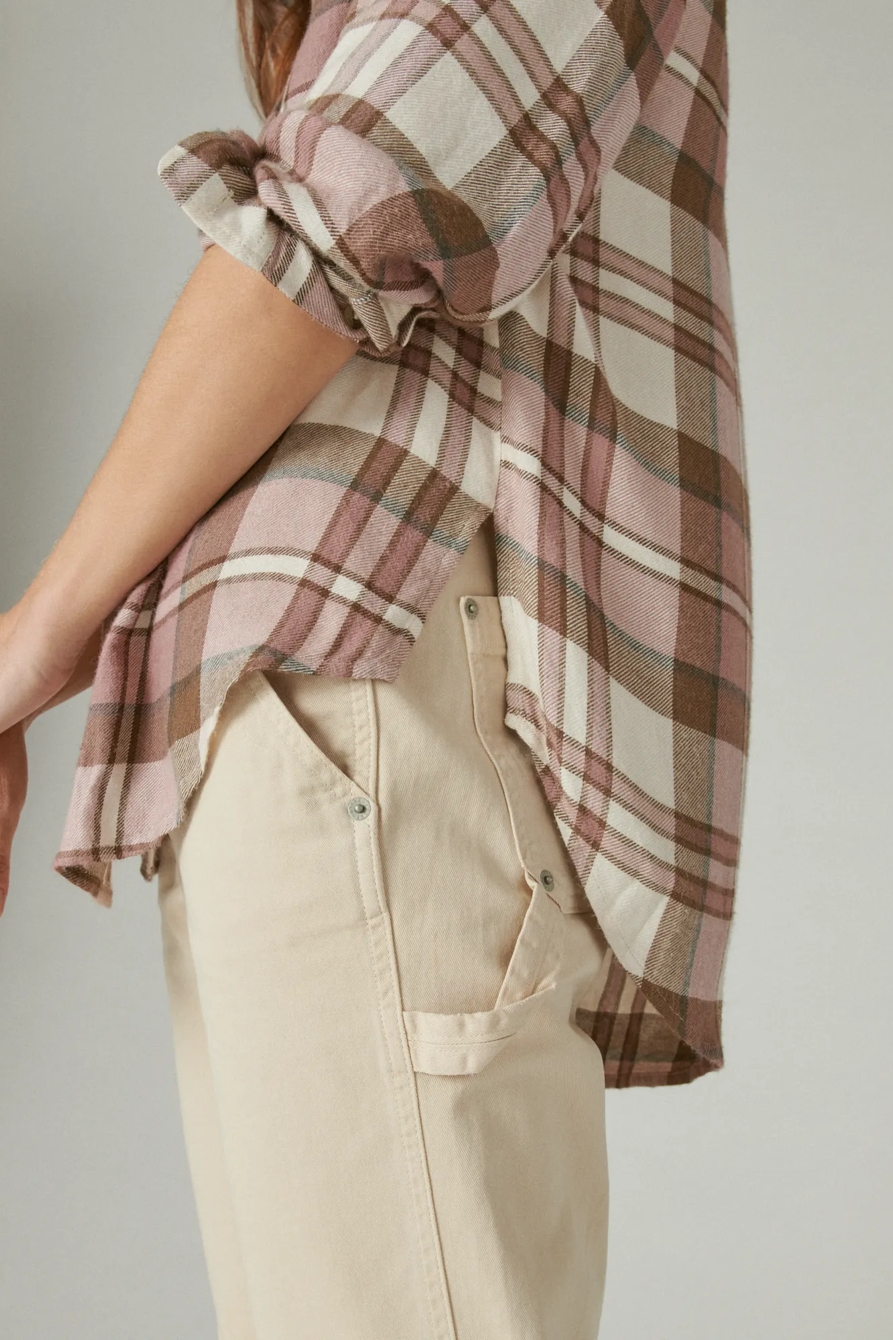 CLOUD PLAID BOYFRIEND BUTTON UP FLANNEL SHIRT, image 5
