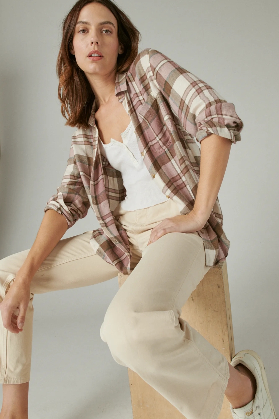 CLOUD PLAID BOYFRIEND BUTTON UP FLANNEL SHIRT, image 6