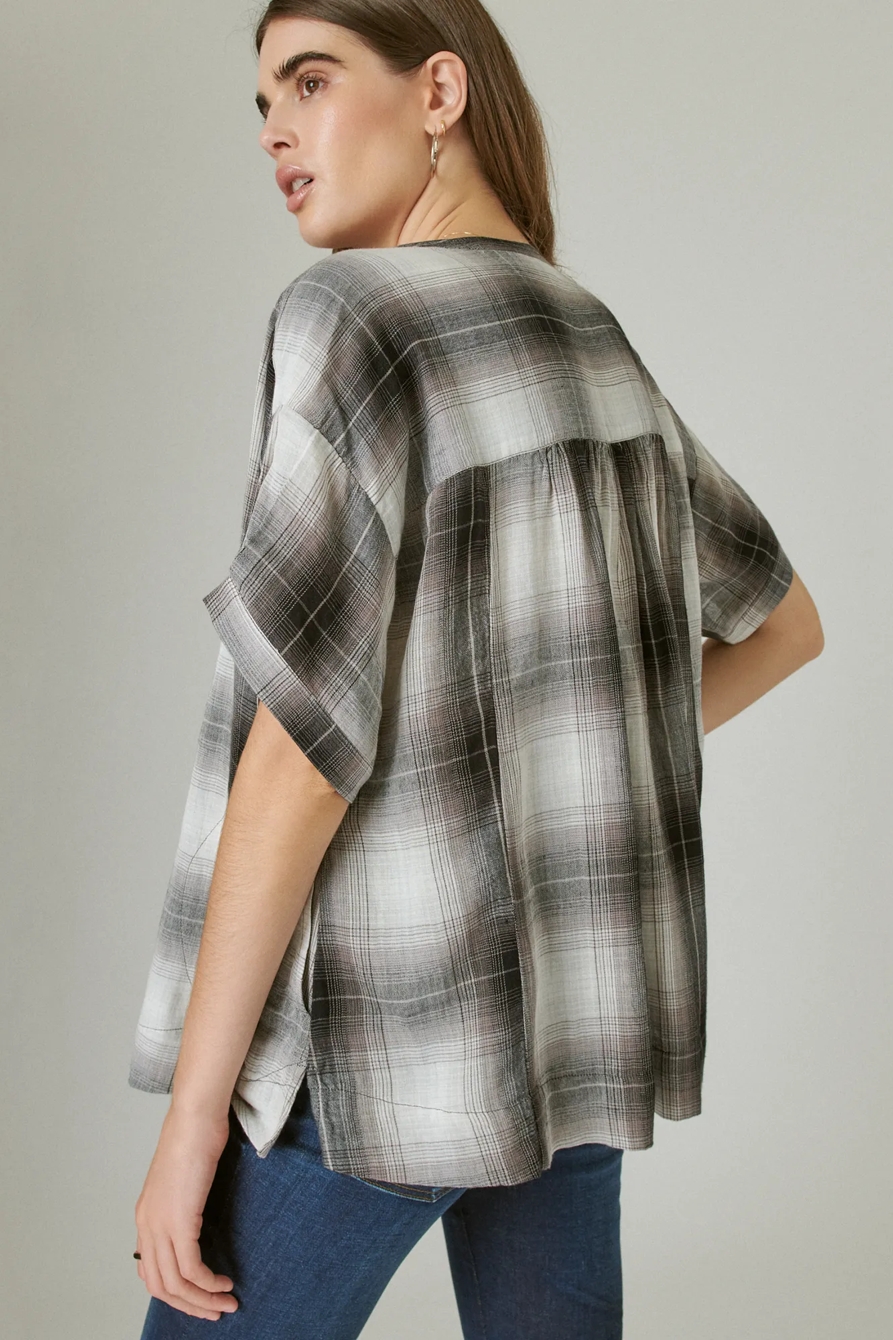 PLAID V NECK POPOVER, image 4