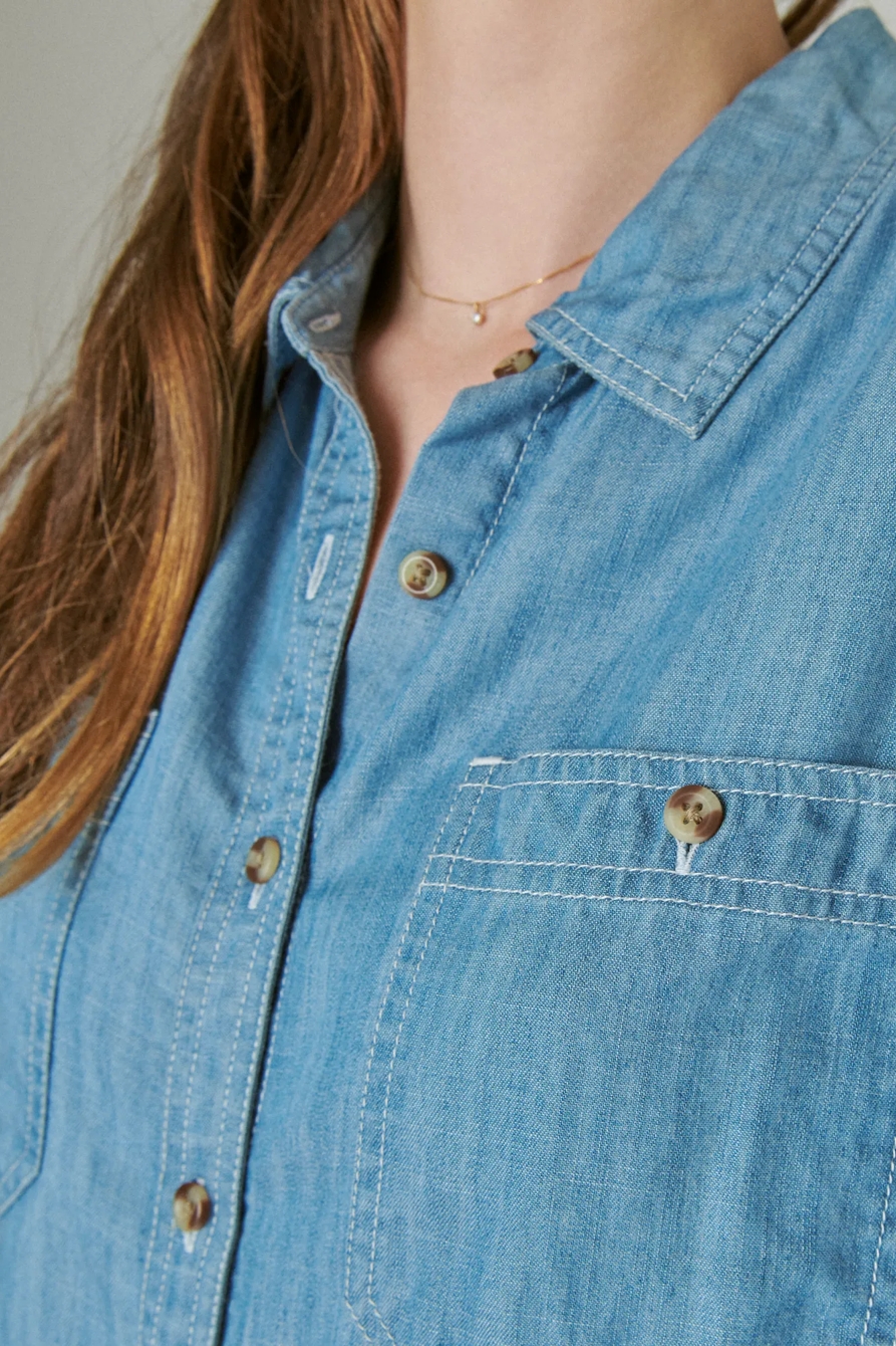 INDIGO DOUBLE POCKET TENCEL SHIRT, image 6