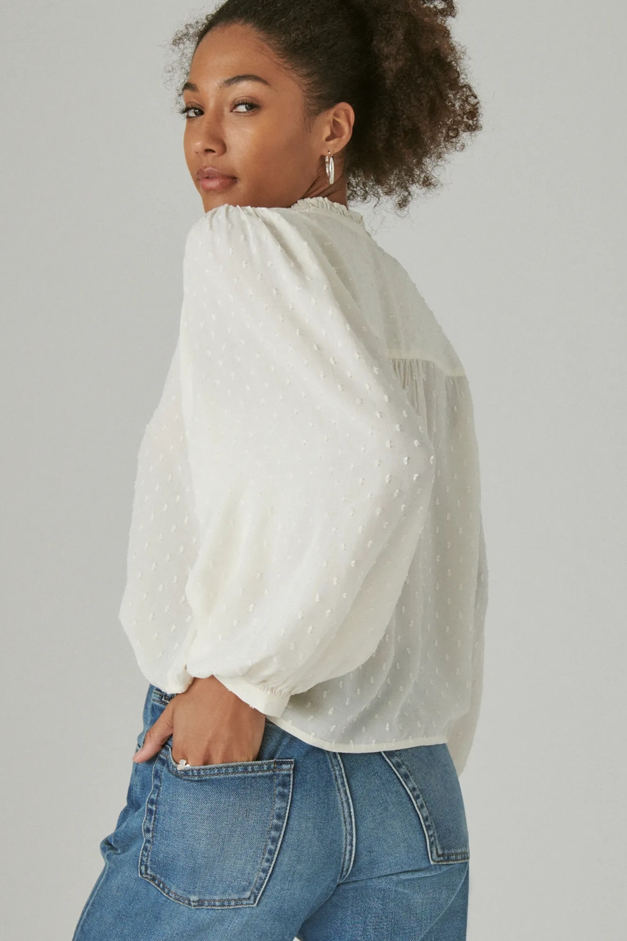 CLIP DOT LONG SLEEVE BUTTON UP BLOUSE, image 4