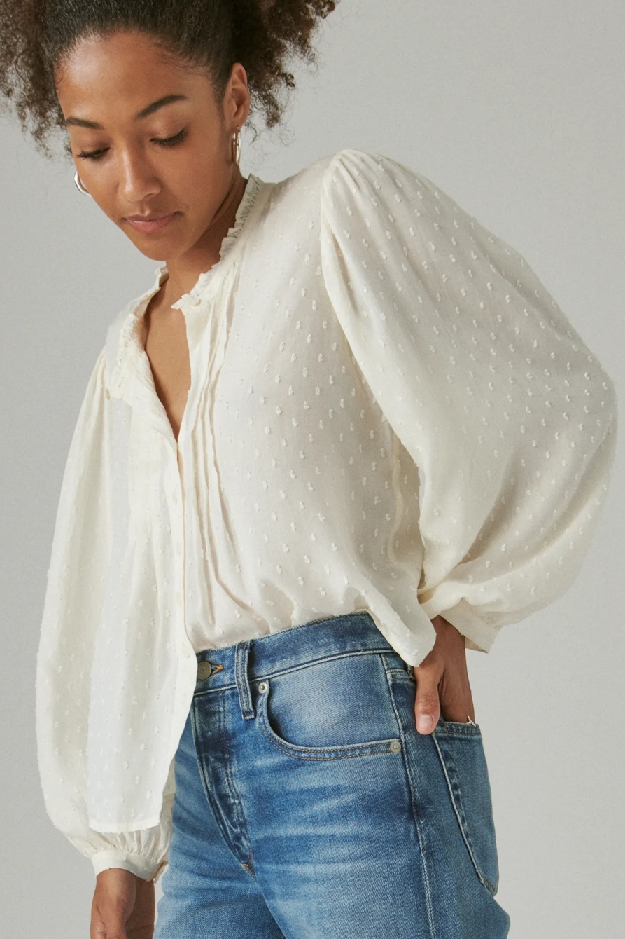 CLIP DOT LONG SLEEVE BUTTON UP BLOUSE, image 5