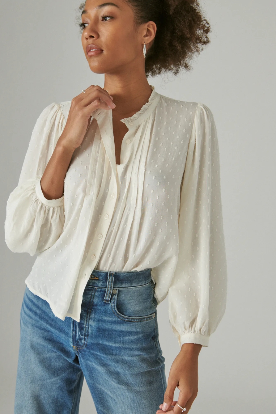 CLIP DOT LONG SLEEVE BUTTON UP BLOUSE, image 6