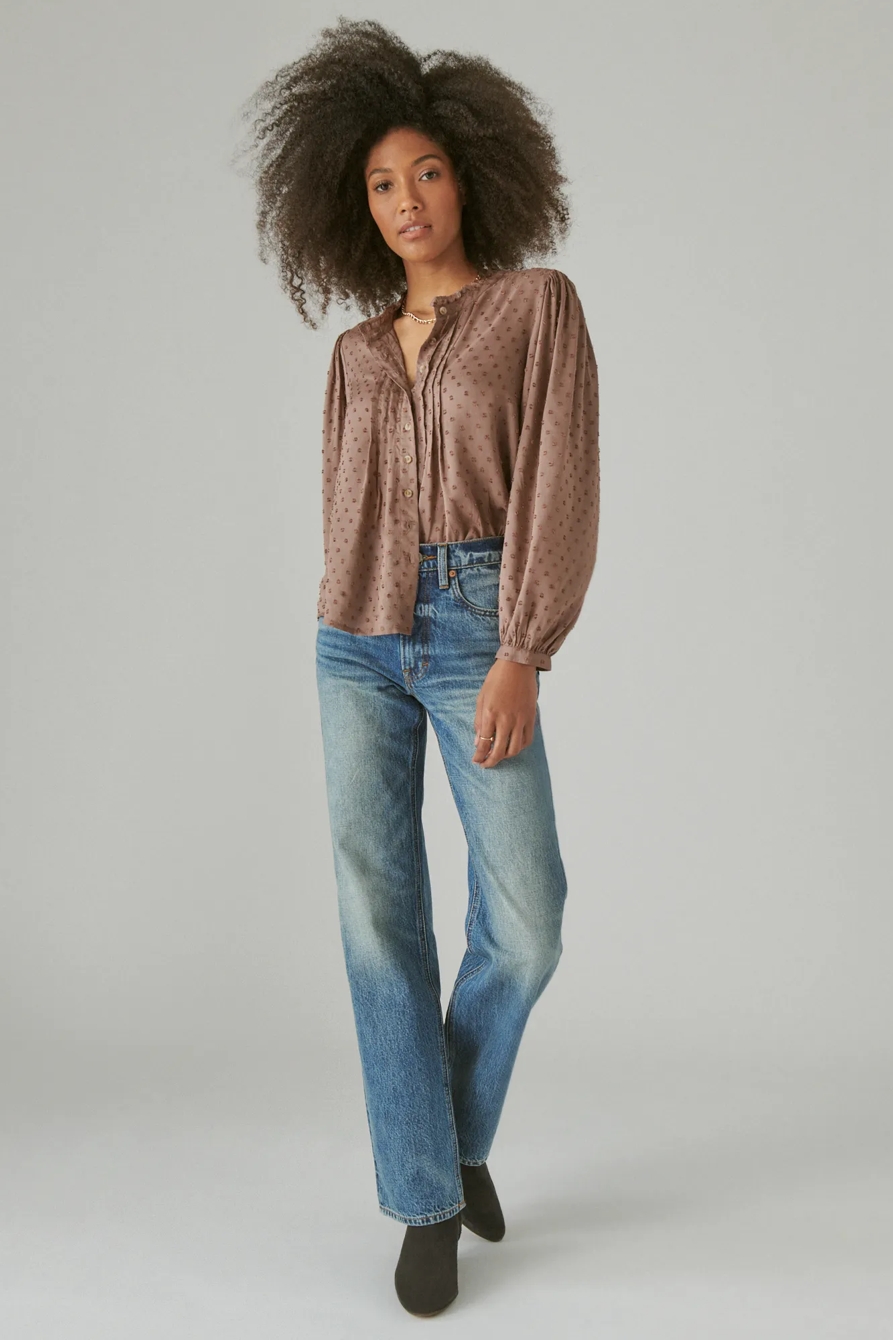 CLIP DOT LONG SLEEVE BUTTON UP BLOUSE, image 2