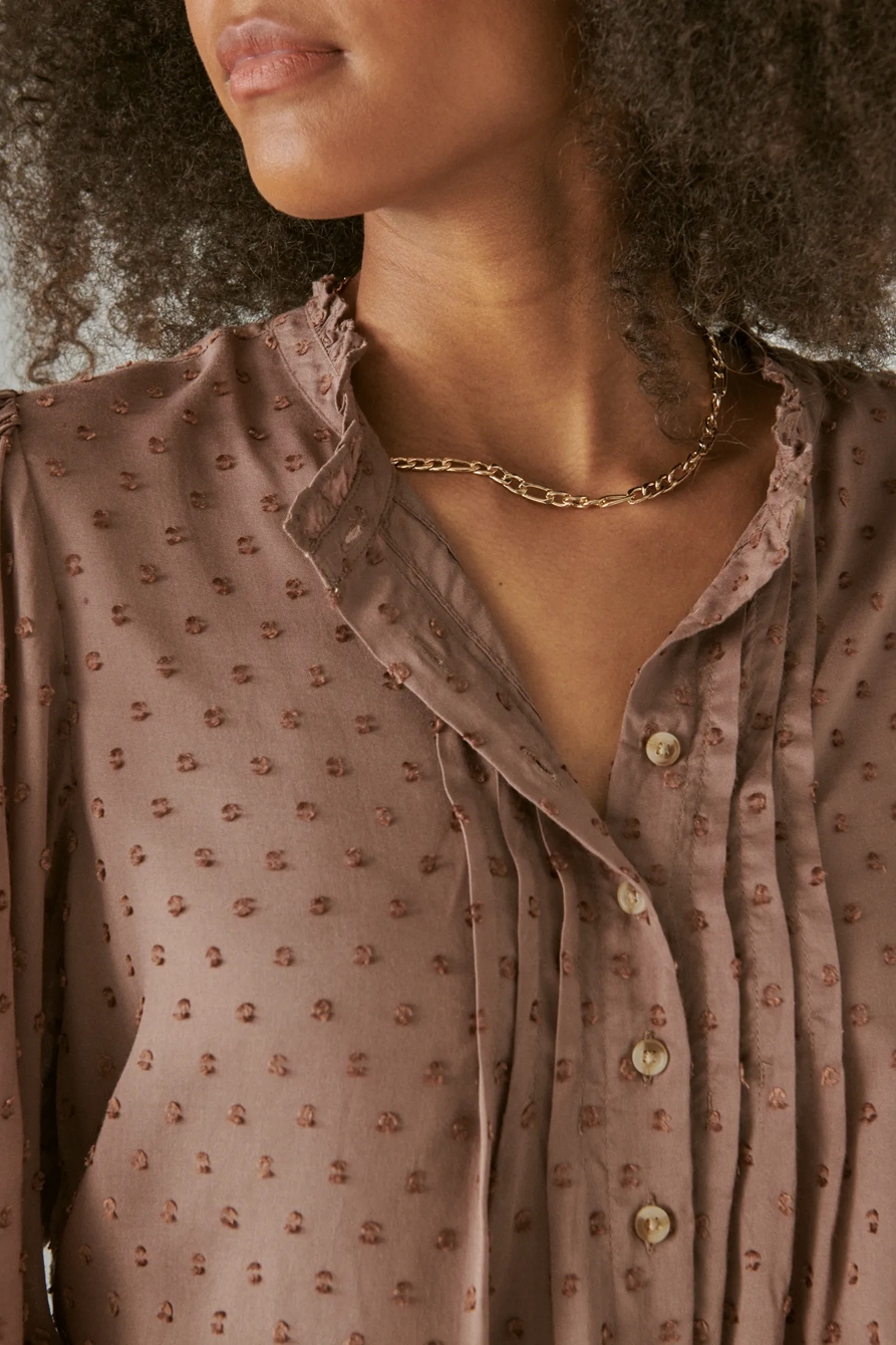 CLIP DOT LONG SLEEVE BUTTON UP BLOUSE, image 5