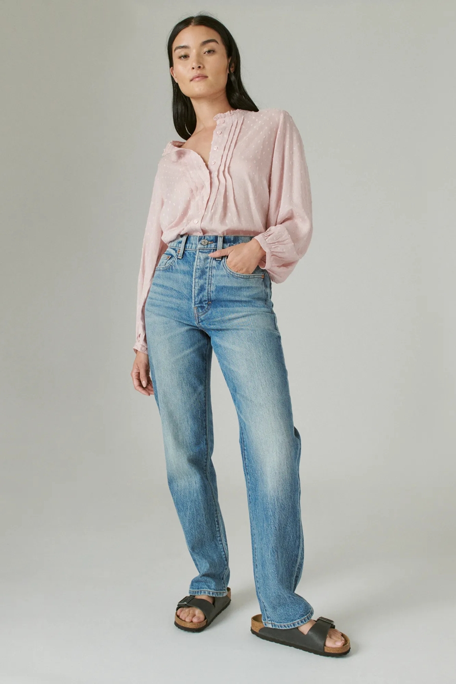CLIP DOT LONG SLEEVE BUTTON UP BLOUSE, image 2