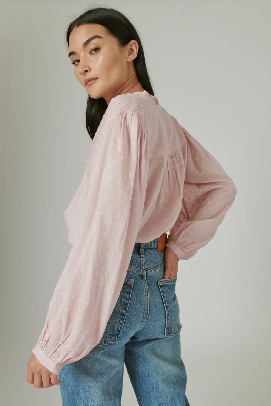 CLIP DOT LONG SLEEVE BUTTON UP BLOUSE, image 4