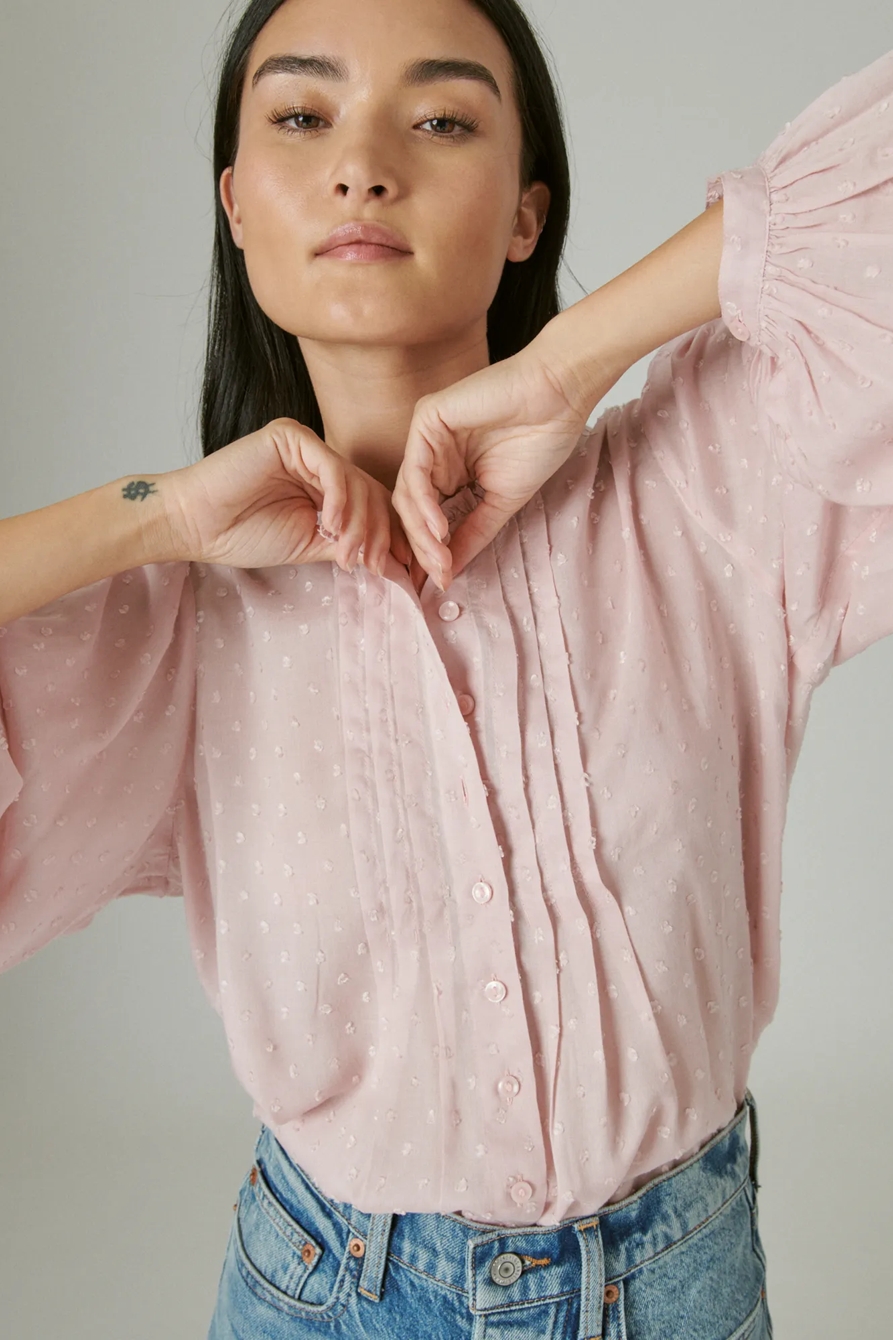 CLIP DOT LONG SLEEVE BUTTON UP BLOUSE, image 5