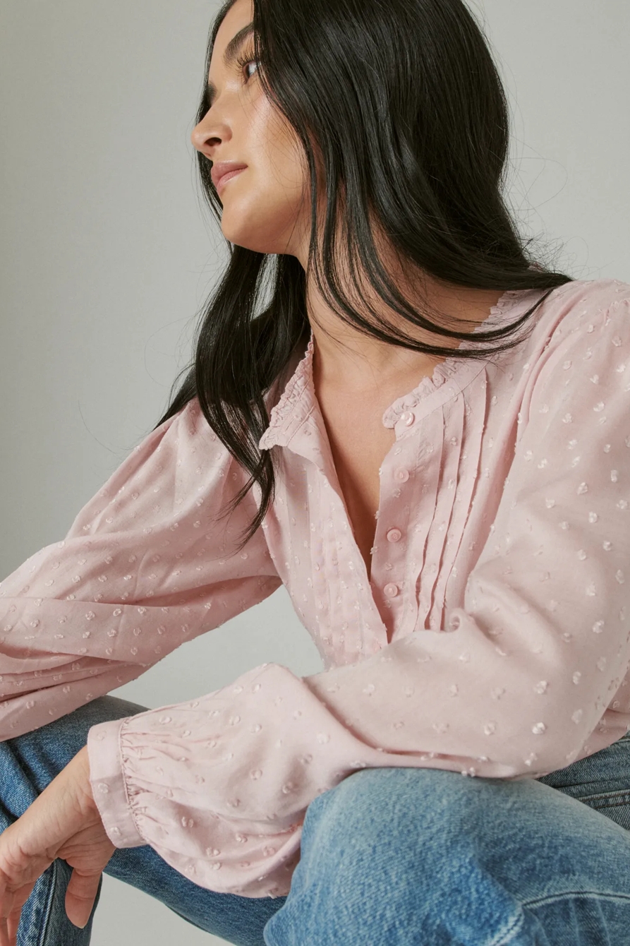CLIP DOT LONG SLEEVE BUTTON UP BLOUSE, image 6