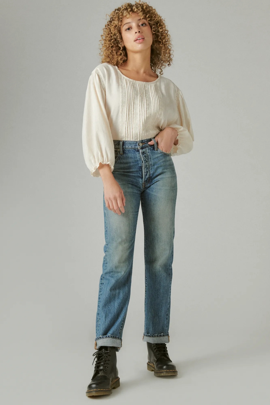 EMBROIDERED ROUND NECK BOXY BLOUSE, image 2