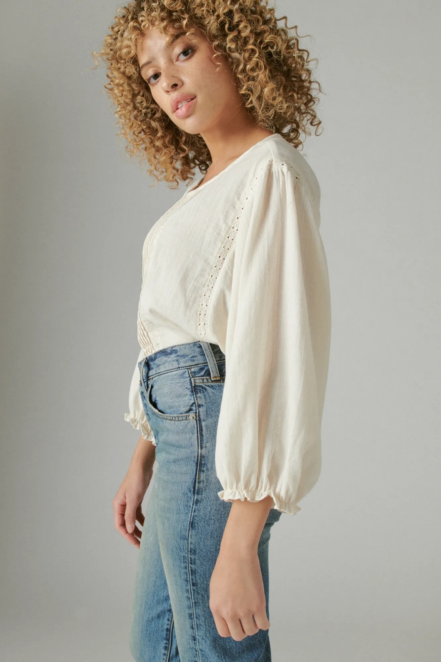 EMBROIDERED ROUND NECK BOXY BLOUSE, image 3