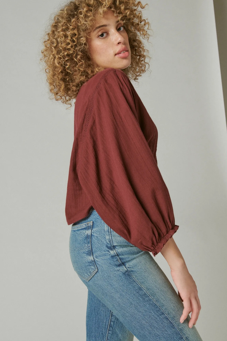 EMBROIDERED ROUND NECK BOXY BLOUSE, image 3