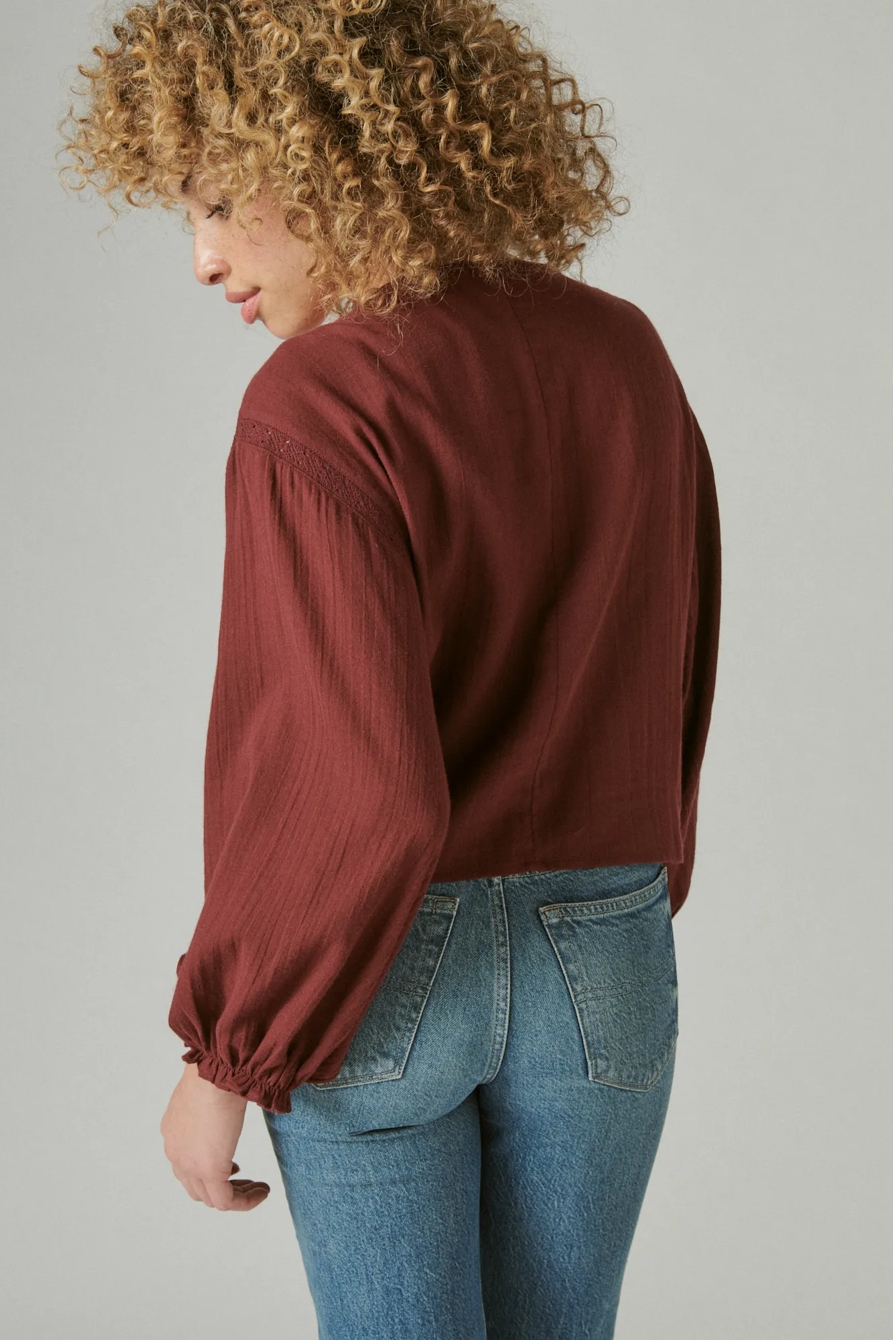 EMBROIDERED ROUND NECK BOXY BLOUSE, image 4