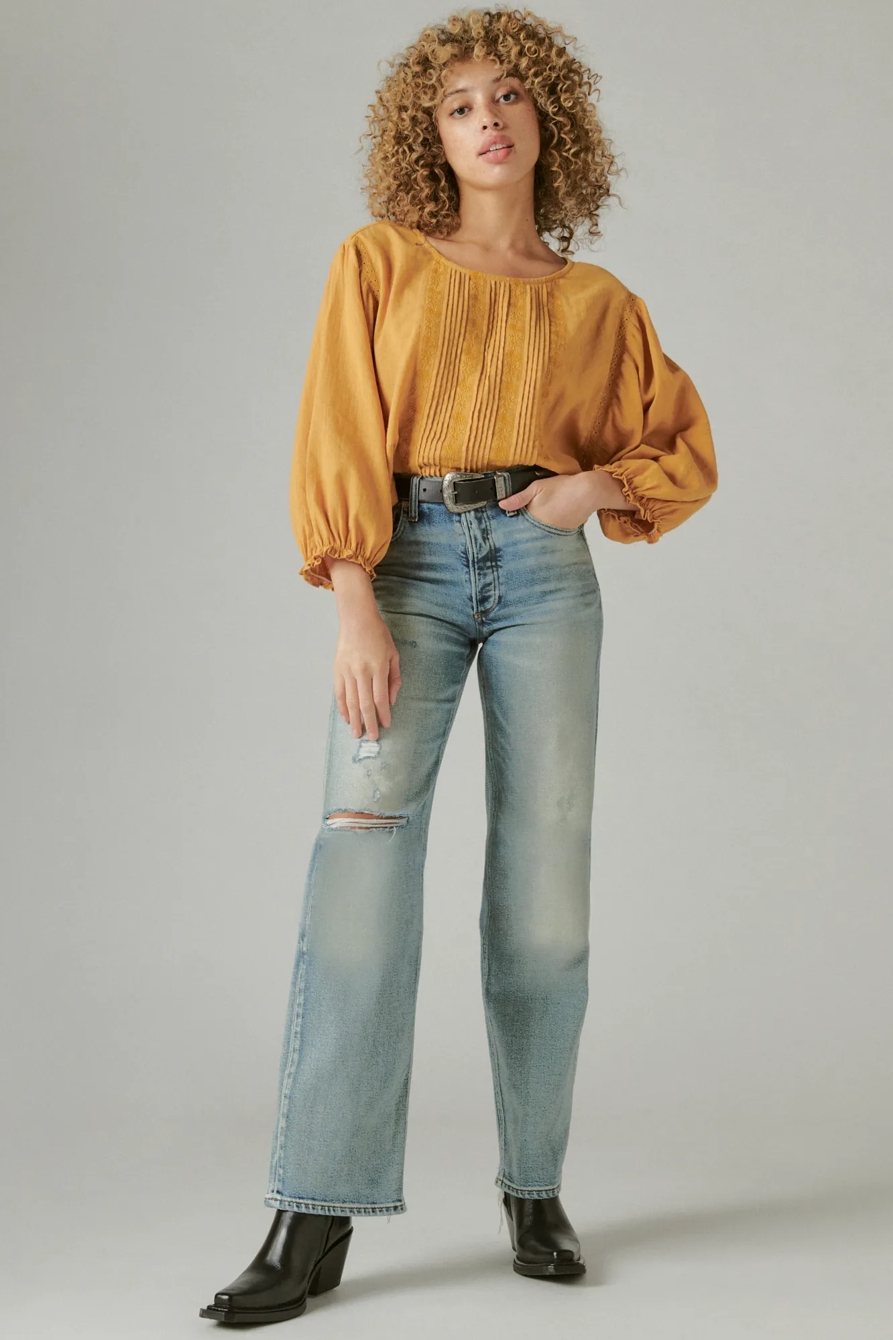 EMBROIDERED ROUND NECK BOXY BLOUSE, image 2