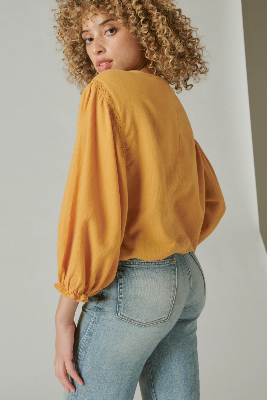 EMBROIDERED ROUND NECK BOXY BLOUSE, image 4