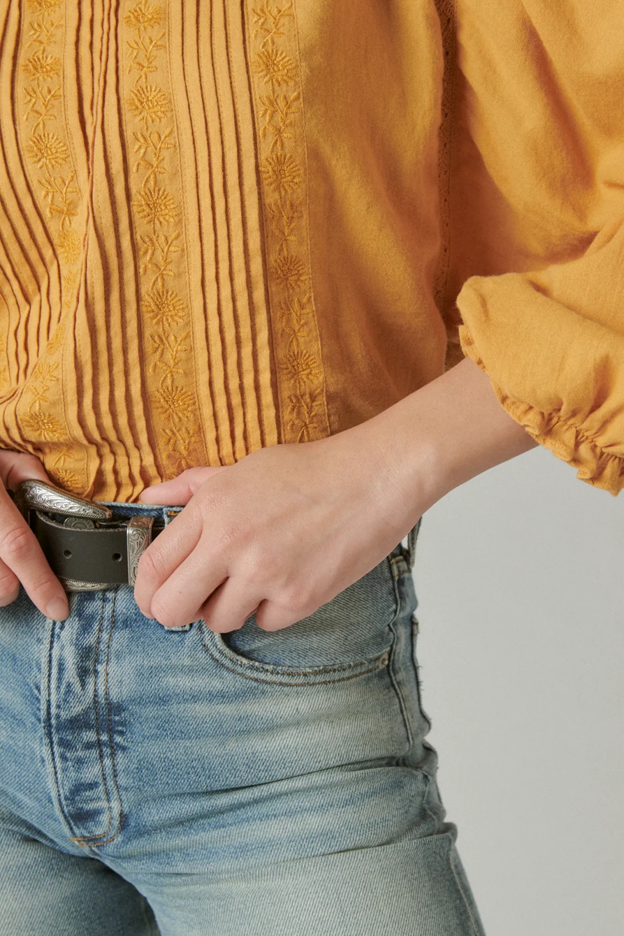 EMBROIDERED ROUND NECK BOXY BLOUSE, image 5
