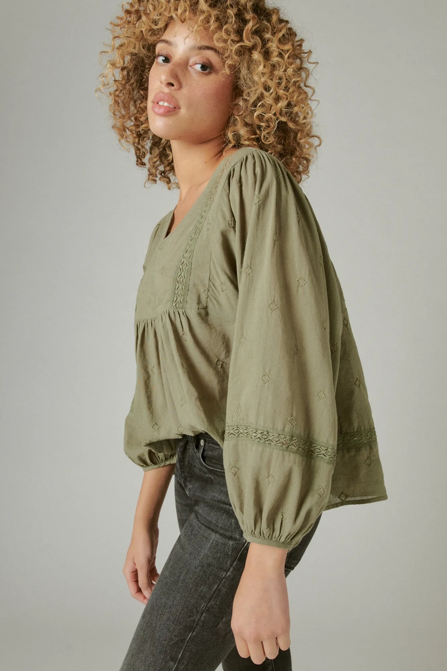 LACE INSET V NECK BLOUSE, image 3