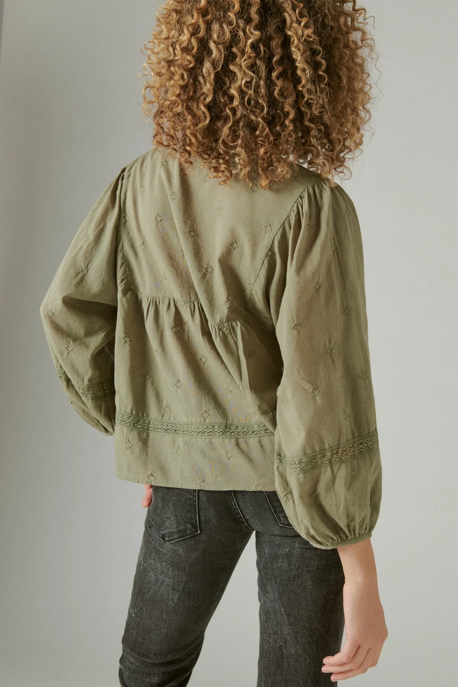 LACE INSET V NECK BLOUSE, image 4