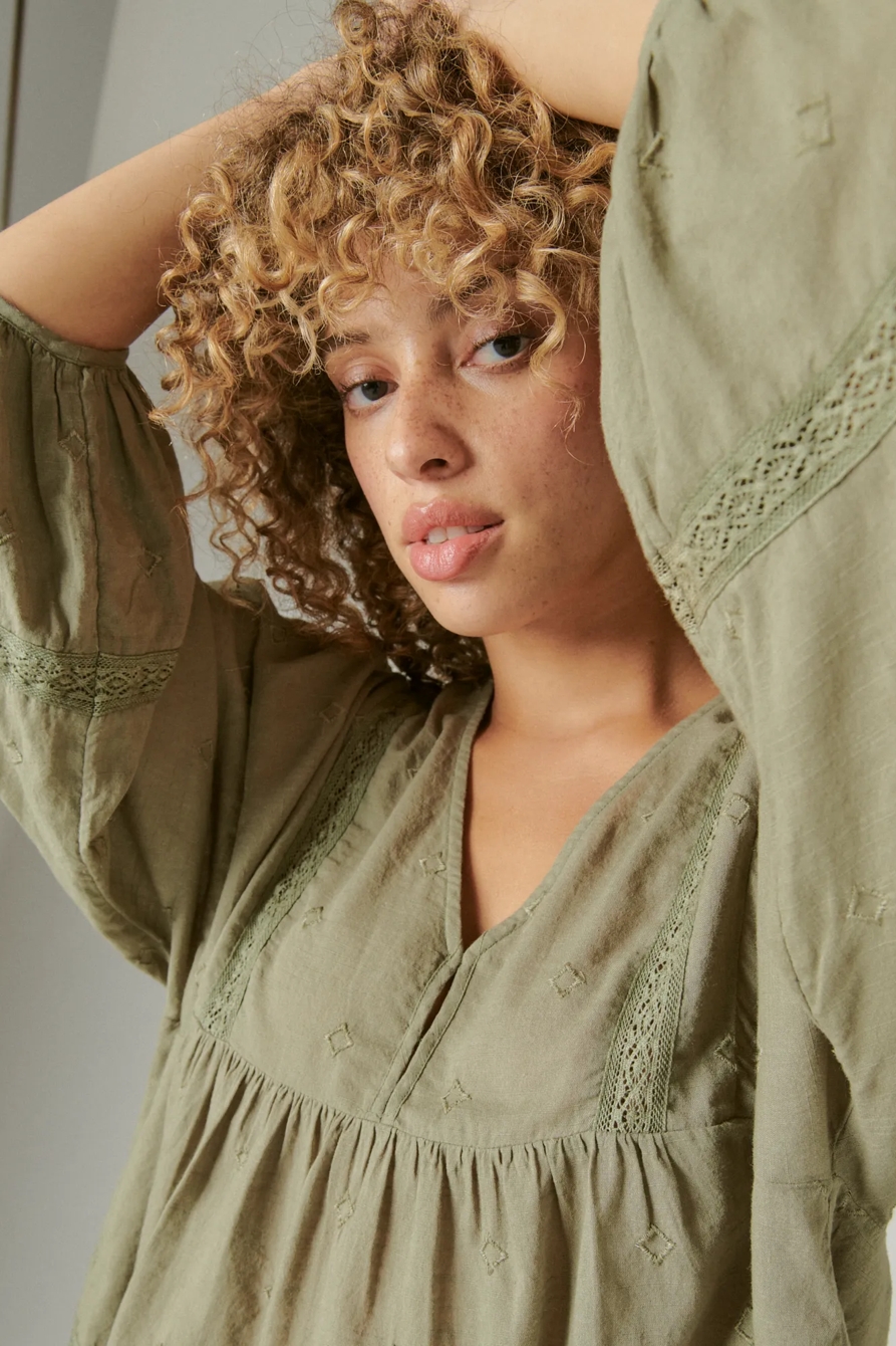 LACE INSET V NECK BLOUSE, image 5