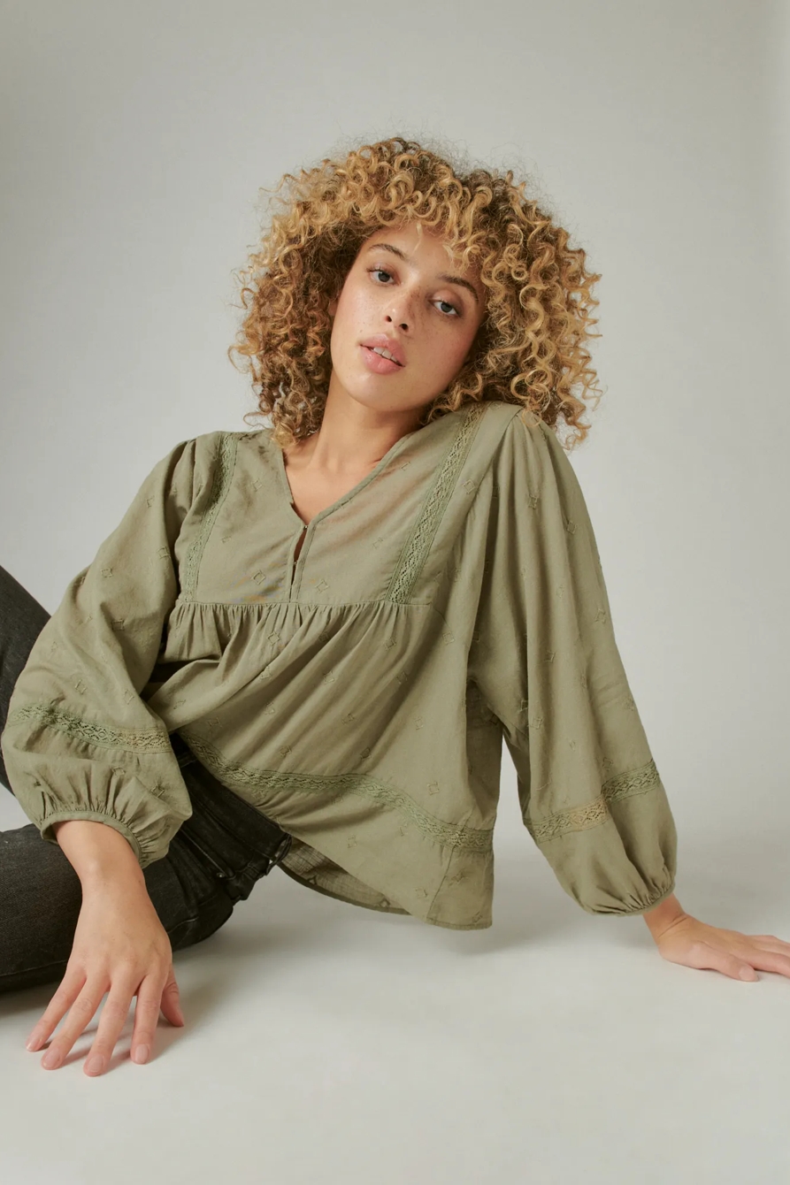 LACE INSET V NECK BLOUSE, image 6