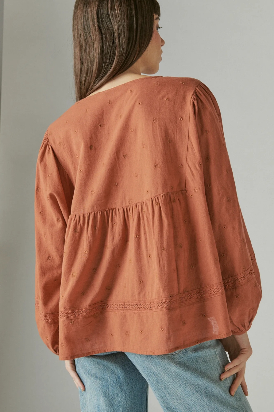 LACE INSET V NECK BLOUSE, image 3
