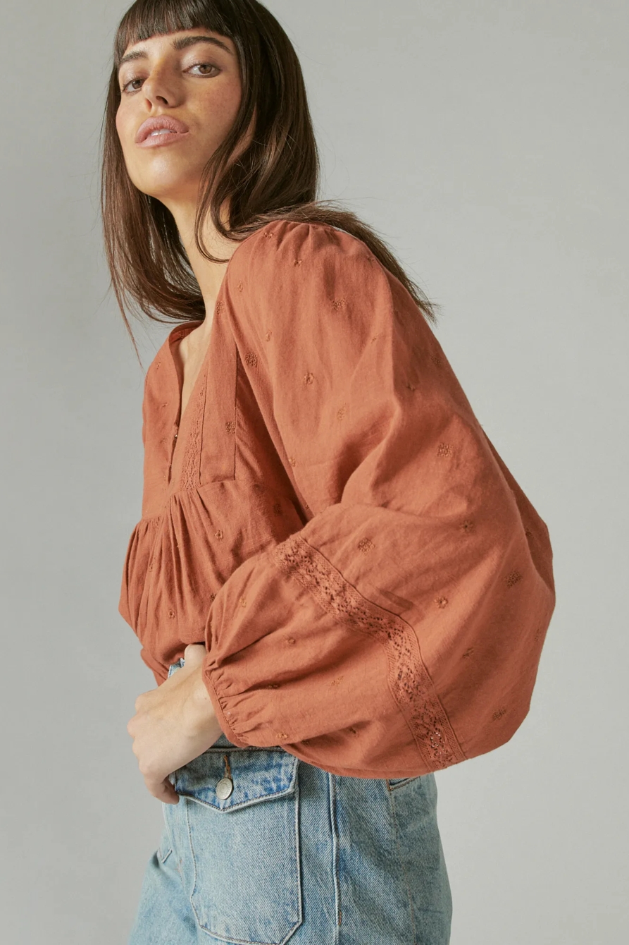 LACE INSET V NECK BLOUSE, image 4