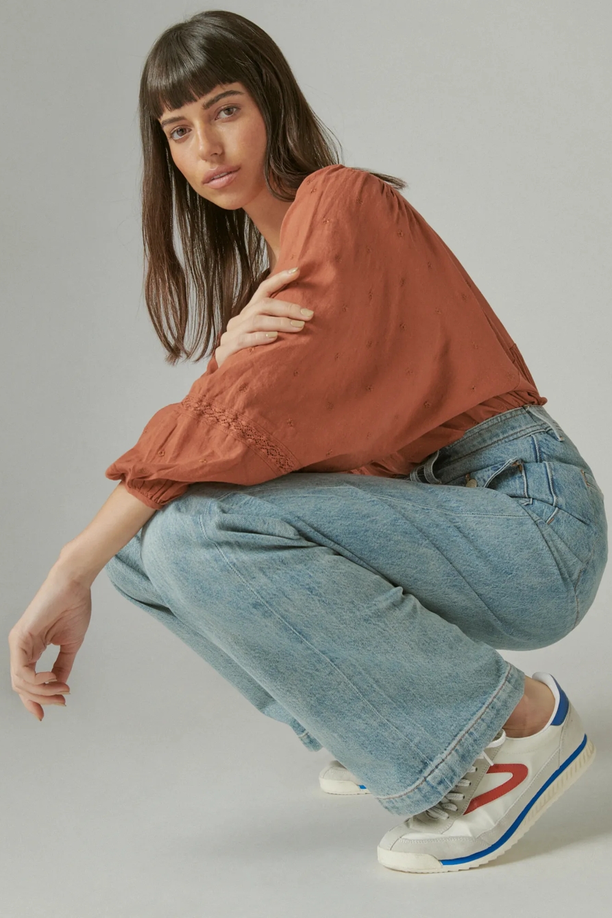 LACE INSET V NECK BLOUSE, image 6