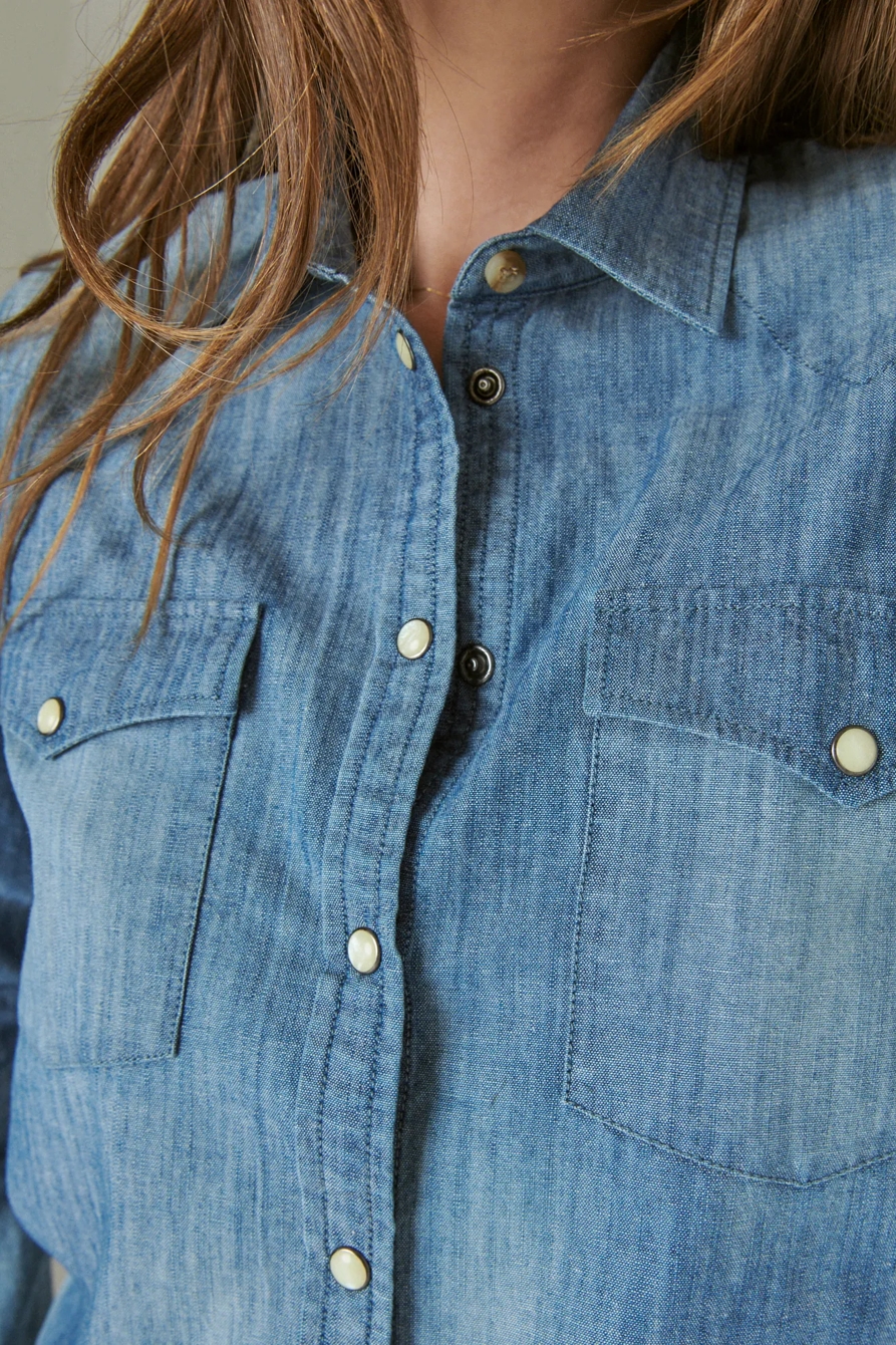 DENIM WESTERN BUTTON UP SHIRT, image 7