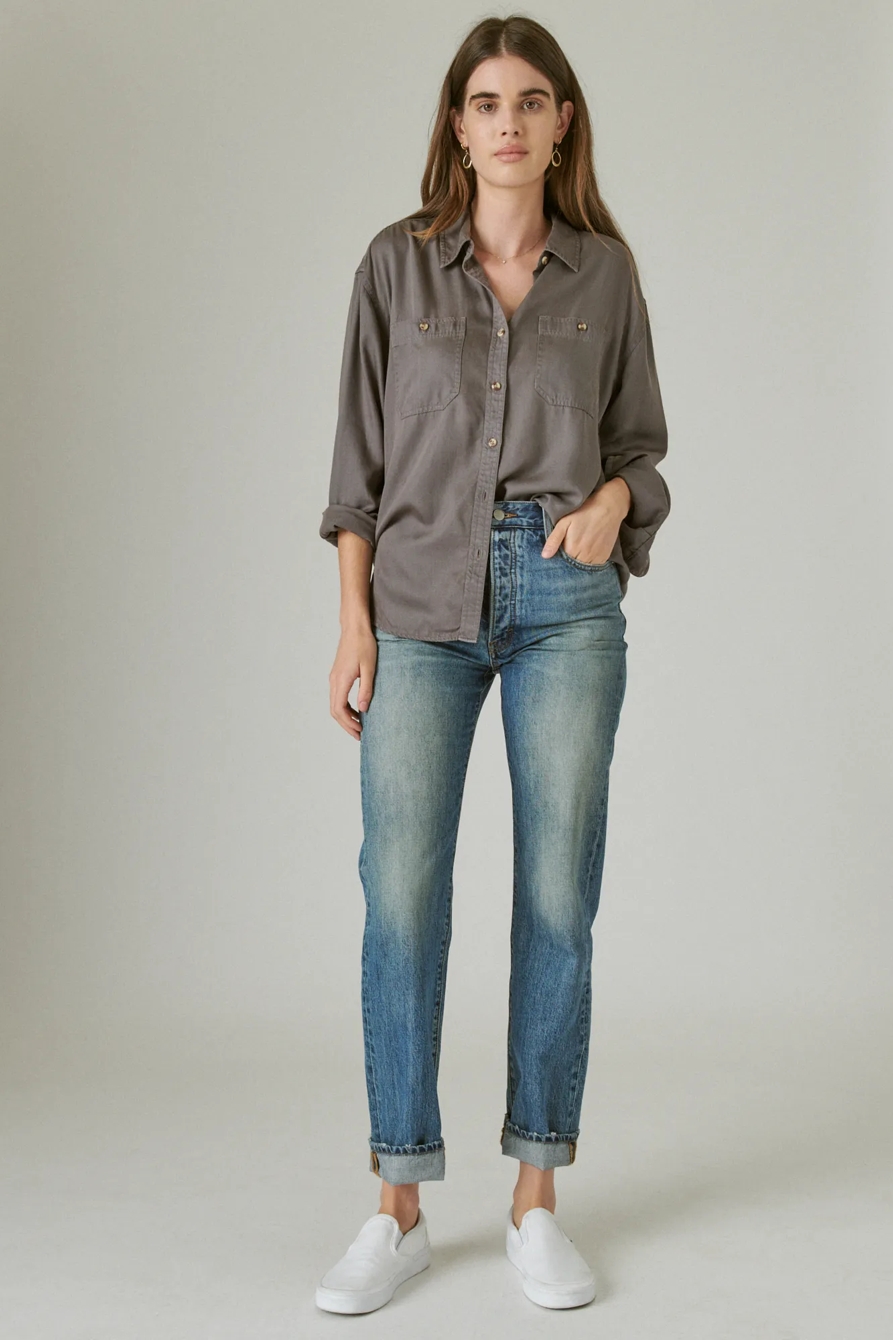 DOUBLE POCKET TENCEL SHIRT, image 2