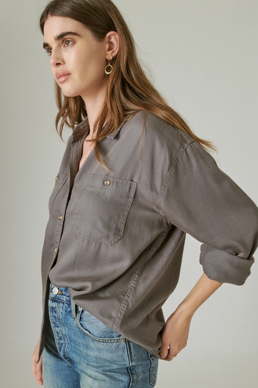 DOUBLE POCKET TENCEL SHIRT, image 3