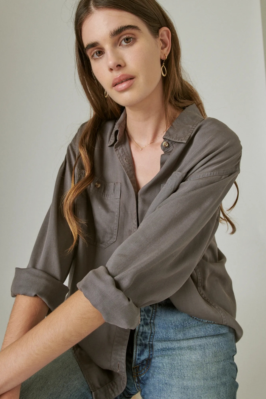 DOUBLE POCKET TENCEL SHIRT, image 7