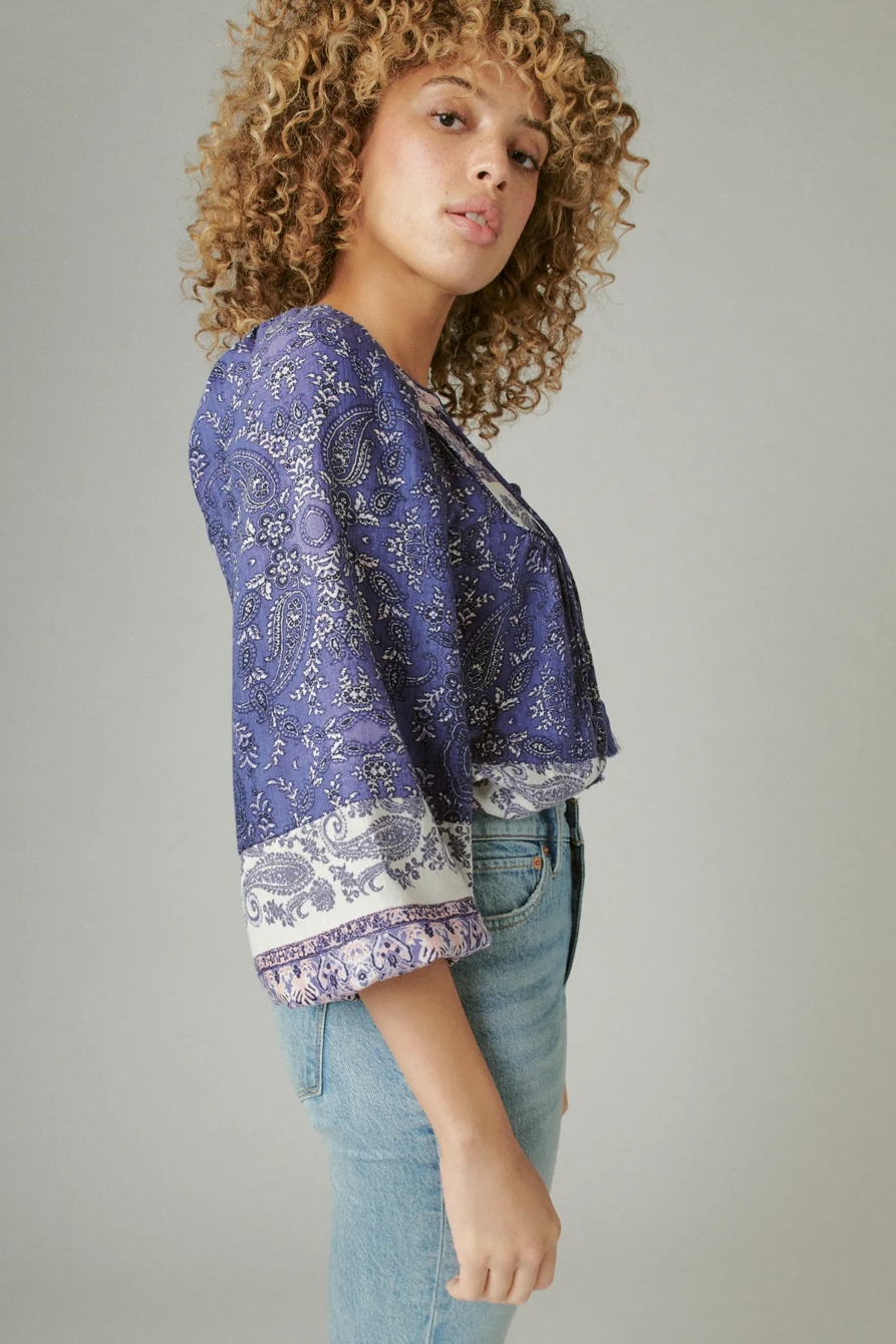 BOHO FLORAL PANELED PEASANT BLOUSE, image 3