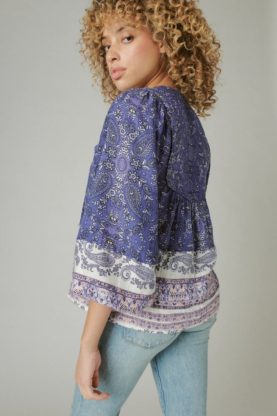 BOHO FLORAL PANELED PEASANT BLOUSE, image 4