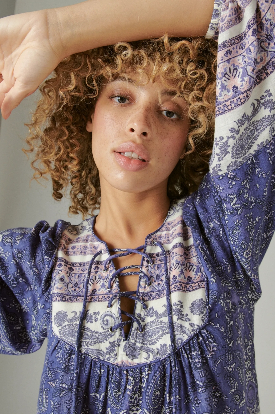BOHO FLORAL PANELED PEASANT BLOUSE, image 5