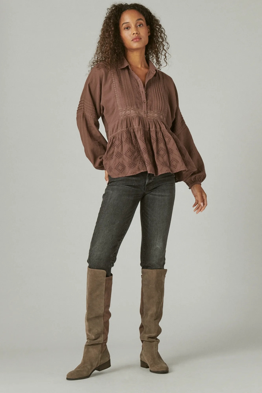 EMBROIDERED LONG SLEEVE BUTTON DOWN TOP, image 2