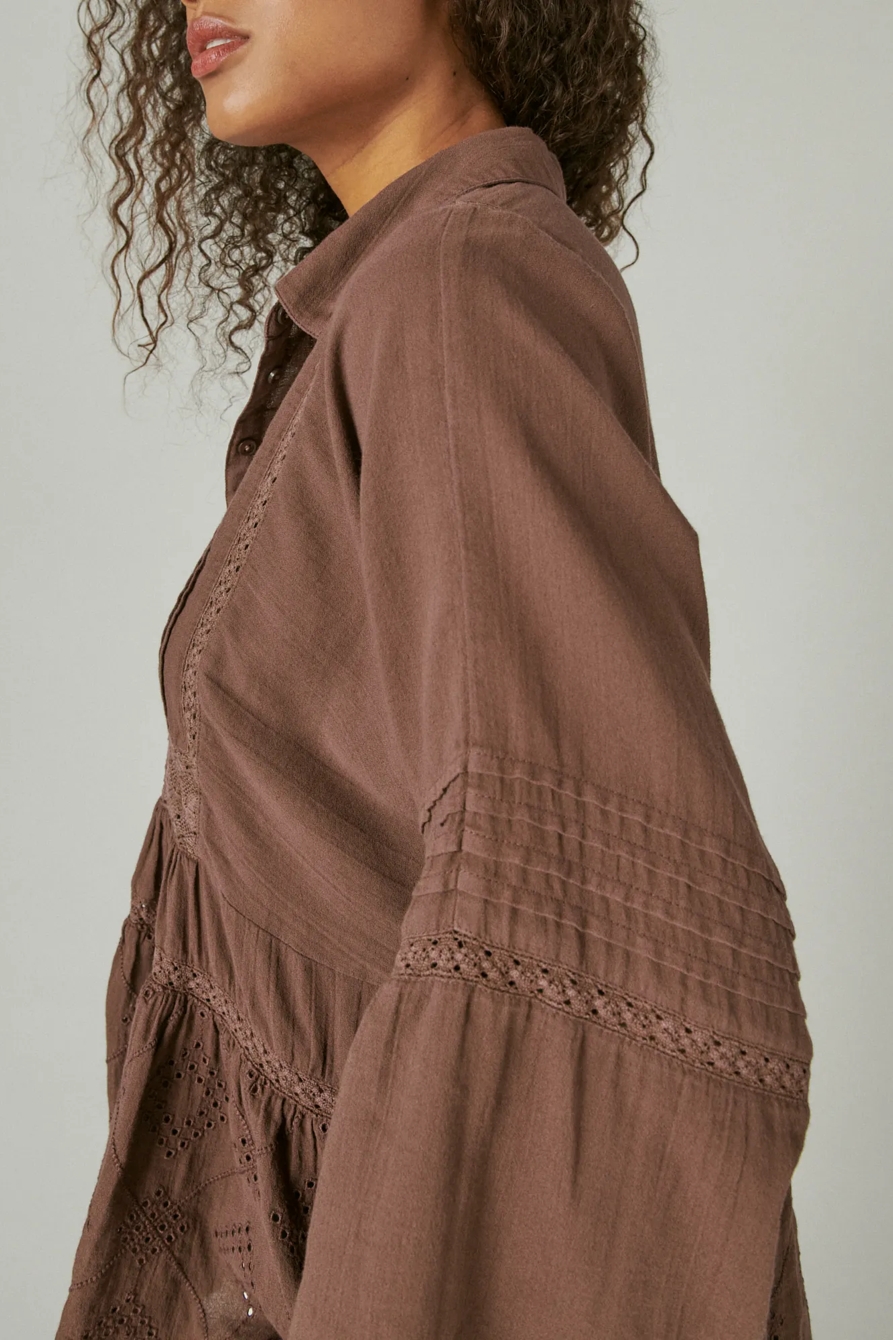 EMBROIDERED LONG SLEEVE BUTTON DOWN TOP, image 5