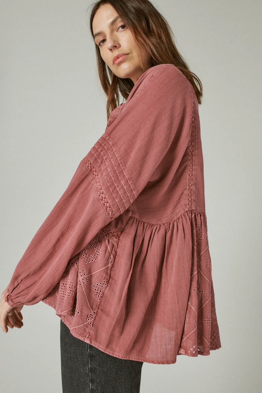 EMBROIDERED LONG SLEEVE BUTTON DOWN TOP, image 3