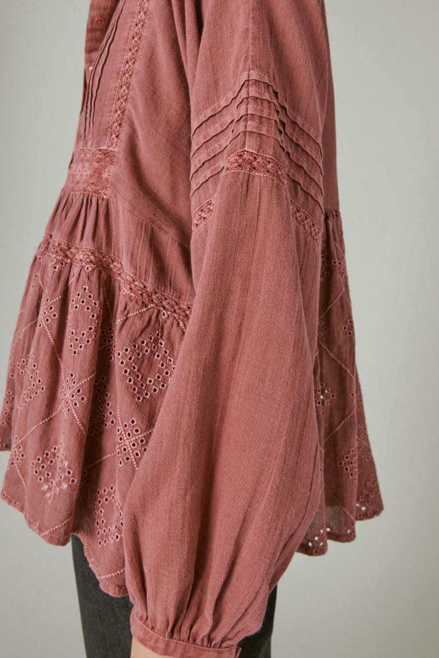EMBROIDERED LONG SLEEVE BUTTON DOWN TOP, image 5