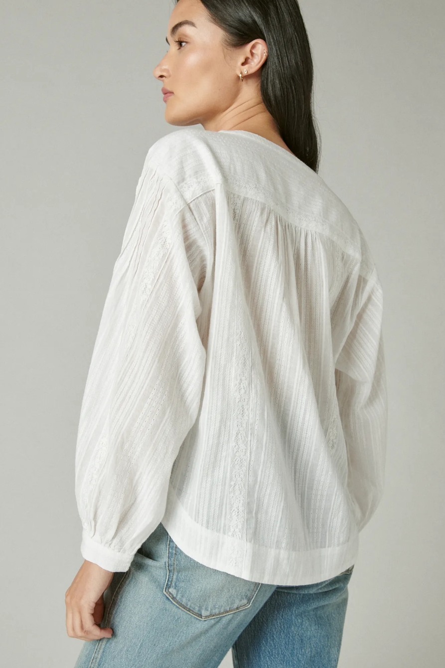 DOBBY BUTTON DOWN LONG SLEEVE BLOUSE, image 4