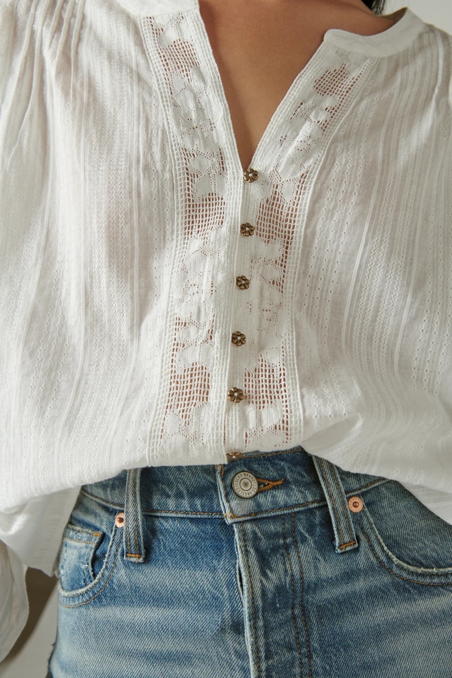 DOBBY BUTTON DOWN LONG SLEEVE BLOUSE, image 5