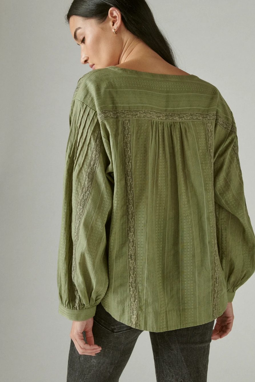 DOBBY BUTTON DOWN LONG SLEEVE BLOUSE, image 4